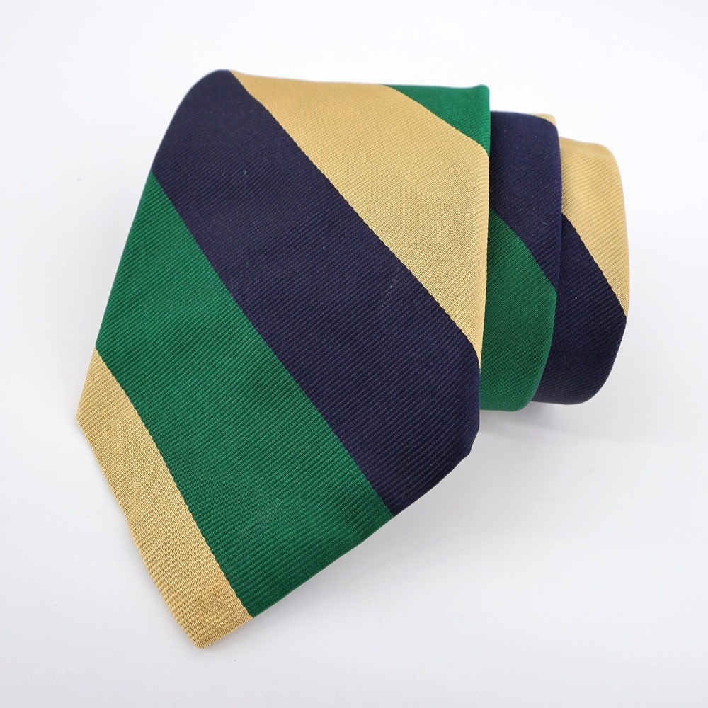 Robert Talbott Striped Silk Necktie Green Blue Gold Mens Tie - Flaw